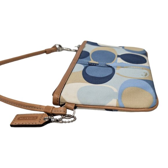 COACH Signature Scarf Print Large Wristlet Multicolor Canvas Wallet Clutch Bag - Picture 9 of 12